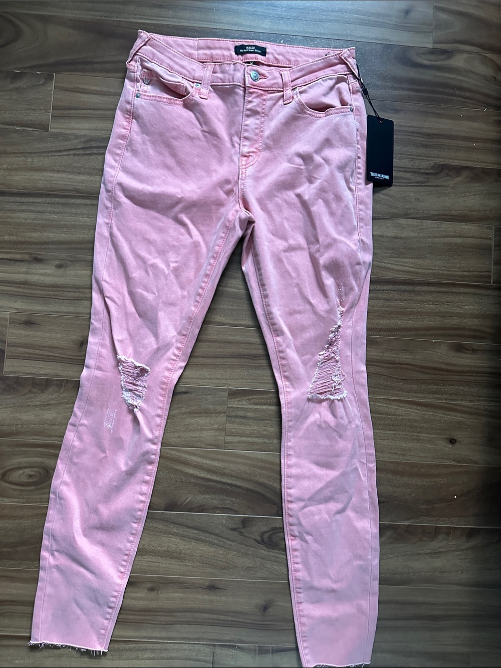 True Religion Pink Ripped Skinny Jeans